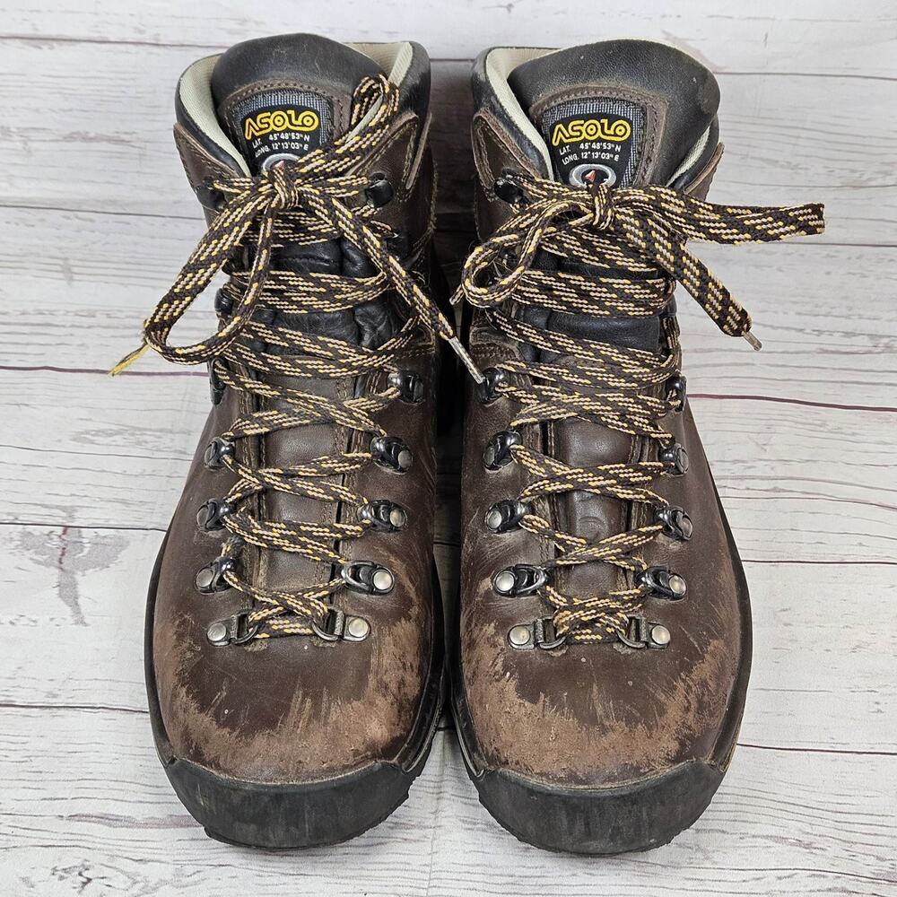 ASOLO TPS 520 Men's Brown US 10.5 GORE-TEX Vibram Leather Hiking Boots *Scuffed - Picture 4 of 10